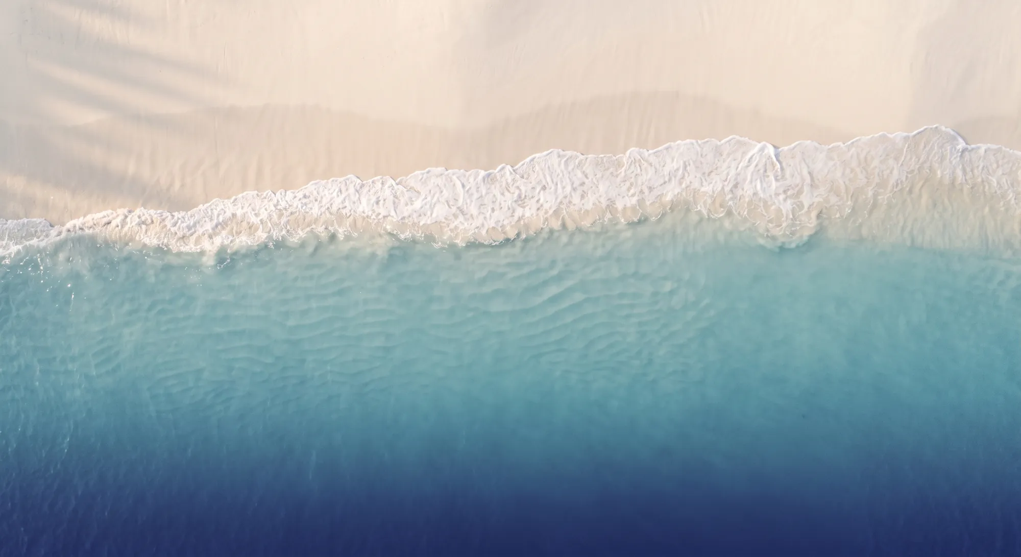 Aerial abstract of white sand meeting turquoise water